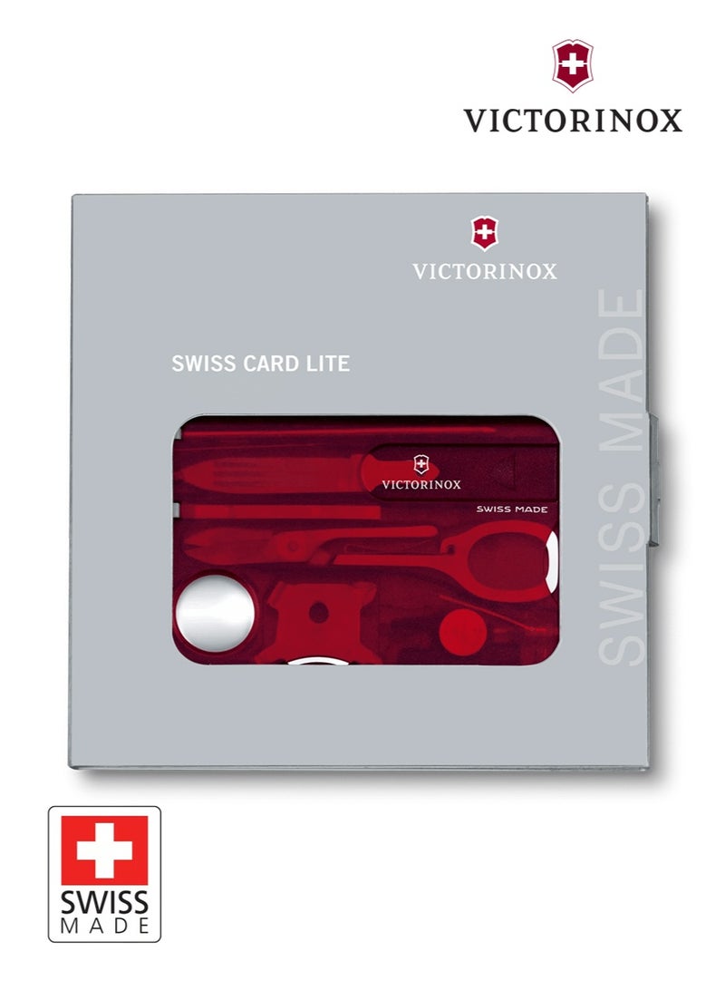 Victorinox Swiss Card Lite in Red Transparent (0.7300.T) | Compact Multi-Tool with LED Light | 13 Functions for Everyday Use - Image 3